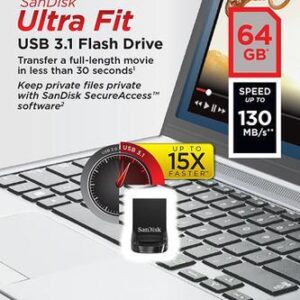 Pen Drive USB Ultra Fit 64GB 3.1 (Preto) - SANDISK