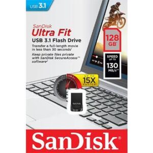 Pen Drive USB Ultra Fit 128GB 3.1 (Preto) - SANDISK