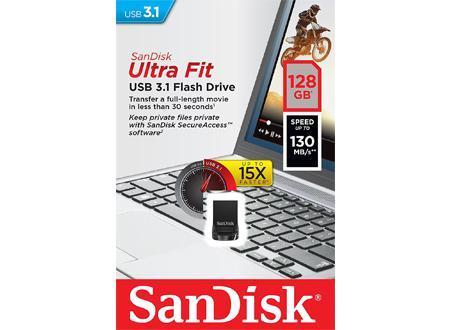 Pen Drive USB Ultra Fit 128GB 3.1 (Preto) - SANDISK