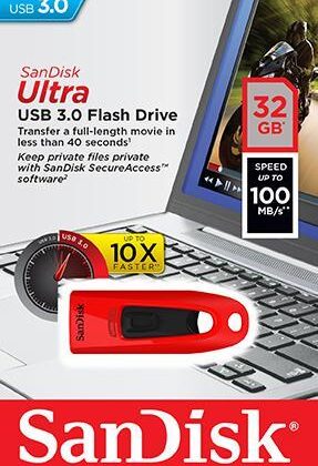 Pen USB Ultra 32GB 3.0 (Vermelho) - SANDISK
