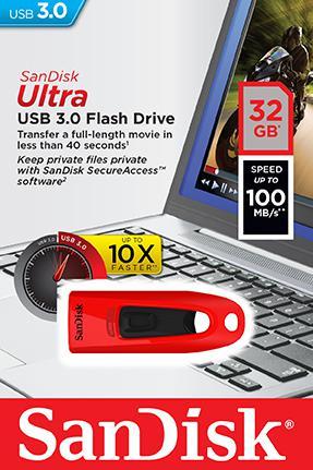 Pen USB Ultra 32GB 3.0 (Vermelho) - SANDISK