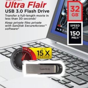 Pen Drive USB3.0 Ultra Flair 32GB (Prateado) - SANDISK