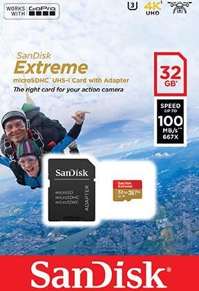 Cartão de Memória Extreme Micro SDHC 32GB + Adaptador - SANDISK