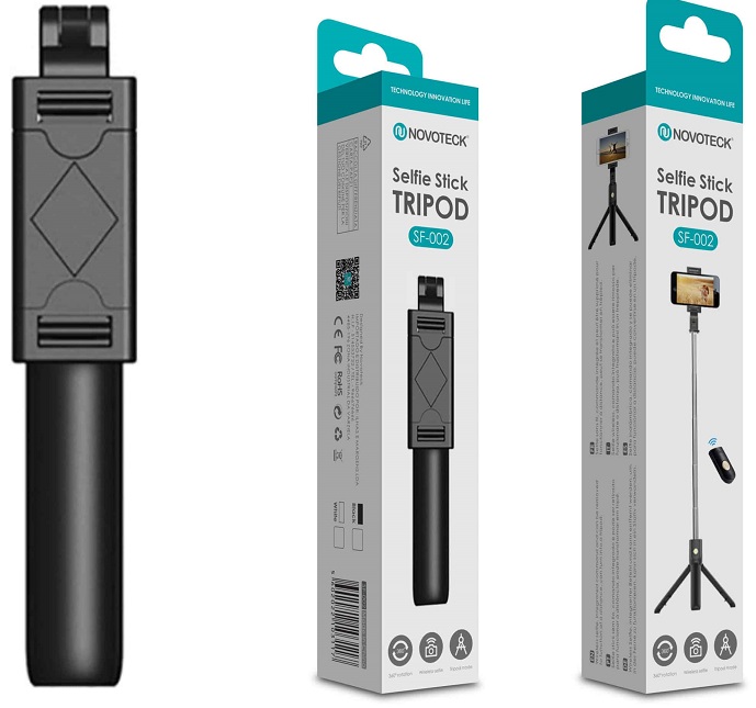 Selfie Stick c/ Tripé Bluetooth SF-002 (Preto) - NOVOTECK