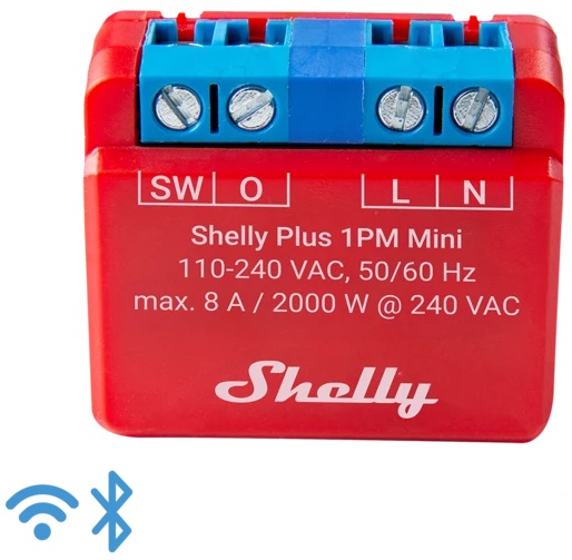 Mini Módulo Interruptor p/ Automação Wi-Fi c/ Med. de Energia 110/240VAC 8A - Shelly Plus 1PM Mini