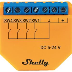 Módulo Interruptor de Ativação de Cenários p/ Automação Wi-Fi c/ 4 Entradas - Shelly Plus I4 DC