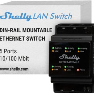 Módulo p/ Calha DIN c/ 5 Relés p/ Automação Ethernet LAN 10/100mbps 110/240VCA - Shelly LAN Switch