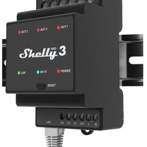 M?dulo p/ Calha DIN c/ 3 Rel?s para Automa??o Wi-Fi/BT/LAN 110/240VAC 3x16A - Shelly PRO 3