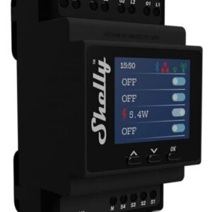 Módulo p/ Calha DIN c/ 4 Relés para Automação Wi-Fi/Bluetooth/LAN - 4x 16A - Shelly Pro 4PM V2