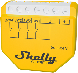 Módulo Interruptor p/ Automação Z-Wave c/ 4 Entradas - Shelly Qubino Wave i4 DC
