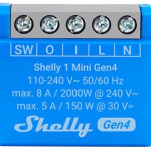 Mini Módulo Interruptor Inteligente 1 Canal Wi-Fi/Zigbee/Matter/BT 8A - SHELLY 1 Mini Gen4