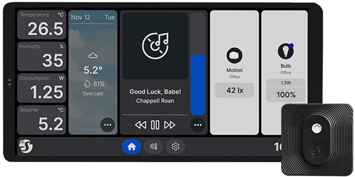 Ecrã Touch 6.95 p/ Controlo Centralizado + Sensor H&T (Preto) - Shelly Wall Display X2