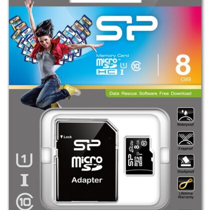 Cartão de Memória Elite MicroSDHC UHS-I 8GB (Class 10) + Adaptador - SILICON POWER