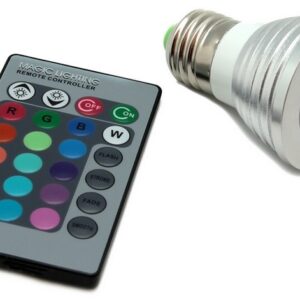 Lampada LED Aluminio F?sca 220V E27 1x3W RGB 60? c/ Comando