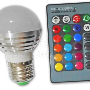 Lampada LED G45 220V E27 RGB 3W c/ Comando