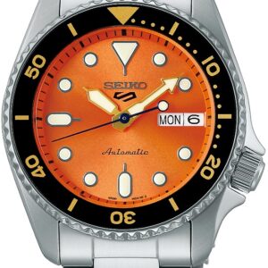 Relógio Analógico 5 Sports Automatic SRPK35K1 38MM (Prateado/Laranja) - SEIKO
