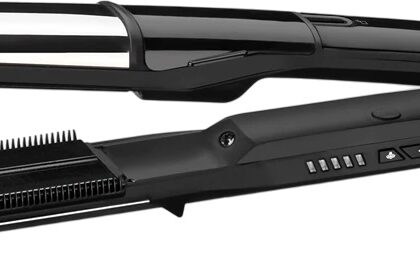 Alisador de Cabelo Steam Mist Styler 67W (Preto/Prateado) - BABYLISS