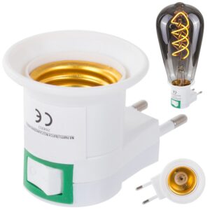 Suporte de Lampada E27 c/ Interruptor ON-OFF p/ Ficha Macho 230V (Branco)