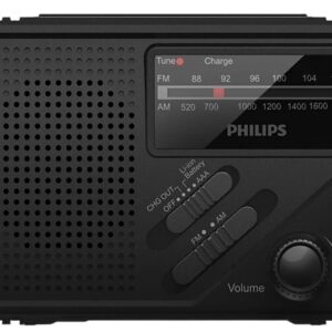 Rádio Portátil Analógico/Digital TAR1609 c/ Lanterna e Painel Solar (Preto) - PHILIPS