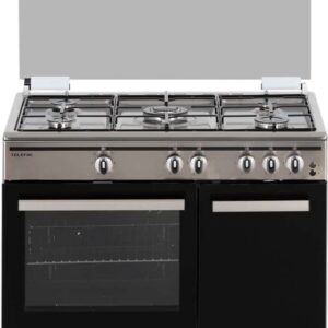 Fogão a Gás c/ Porta Garrafa 5 Zonas + Forno 55L TFF9062X.2 (Inox) - TELEFAC