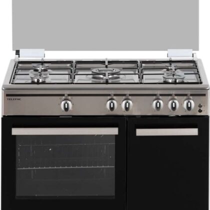 Fogão a Gás c/ Porta Garrafa 5 Zonas + Forno 55L TFF9062X.2 (Inox) - TELEFAC