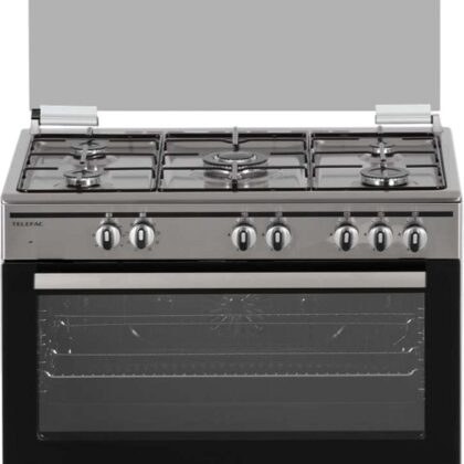 Fogão a Gás Butano / Propano Panorâmico 5 Zonas + Forno Elétrico 98L TFF9062XEP.2 (Inox) - TELEFAC