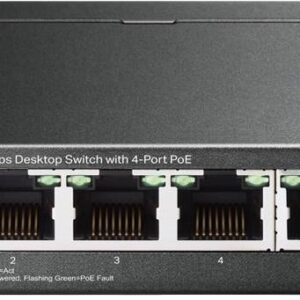 Switch 5 Portas 10/100Mbps UnManaged PoE+ TL-SF1005LP (4x Portas PoE) - TP-LINK