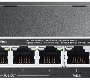 Switch de Rede 5 Portas 4x PoE+ /1x PoE++ (Preto) - TP-LINK