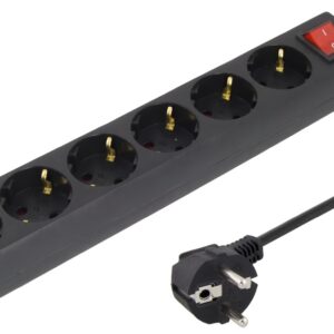 Extensão Sextupla c/ Interruptor (3 mts) - Preto