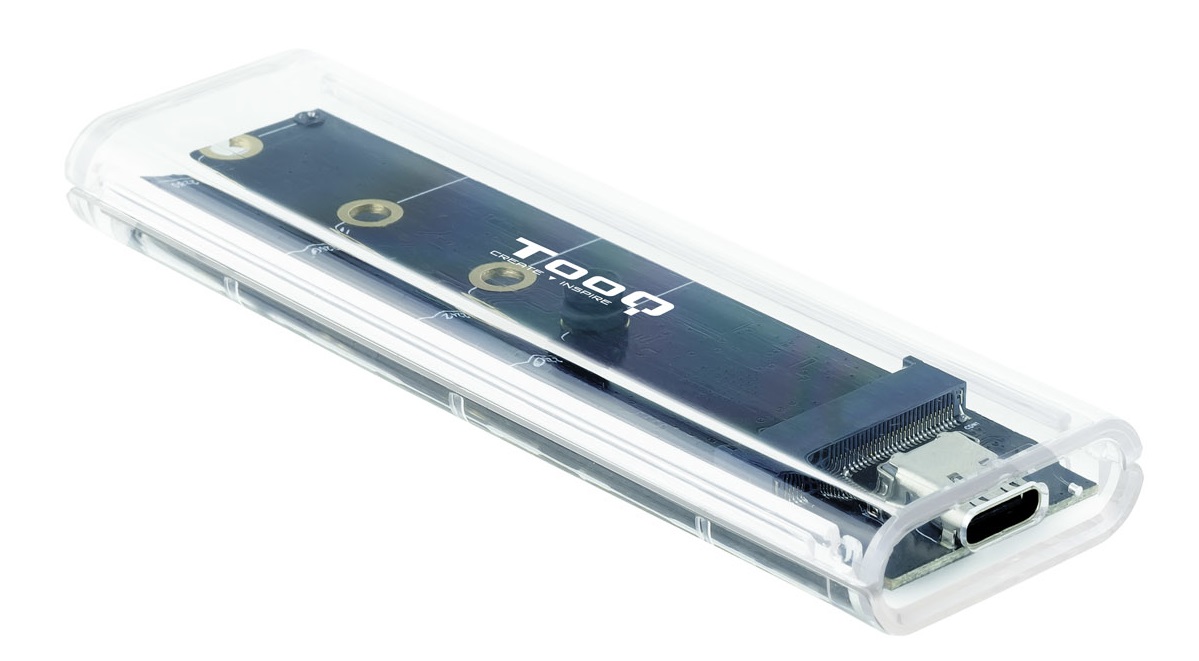 Caixa Externa p/ Disco SSD M.2 NGFF/NVMe RGB (Transparente) - TOOQ