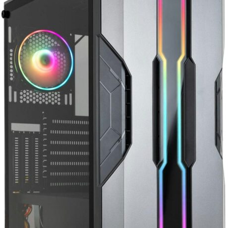 Caixa E-ATX Nightcity ARGB c/ Vidro Temperado (Preto/Prateado) - TooQ