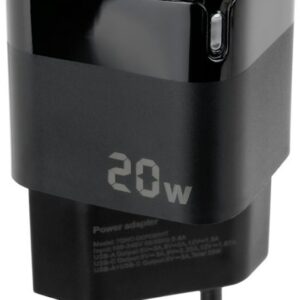 Carregador USB-C/PD 20W + USB-A/QC 20W (Preto) - TOOQ