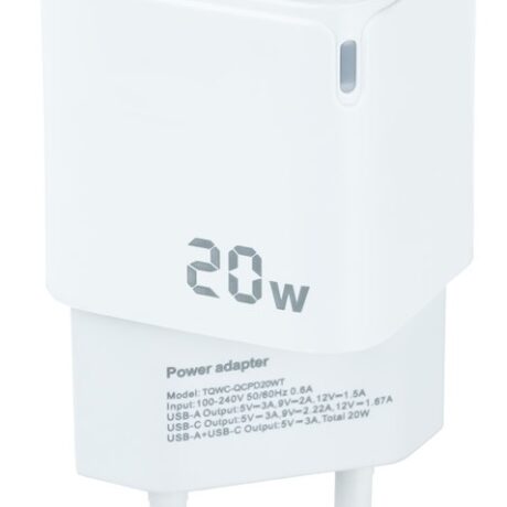 Carregador Universal USB-C/PD + USB-A/QC 20W (Branco) - TOOQ