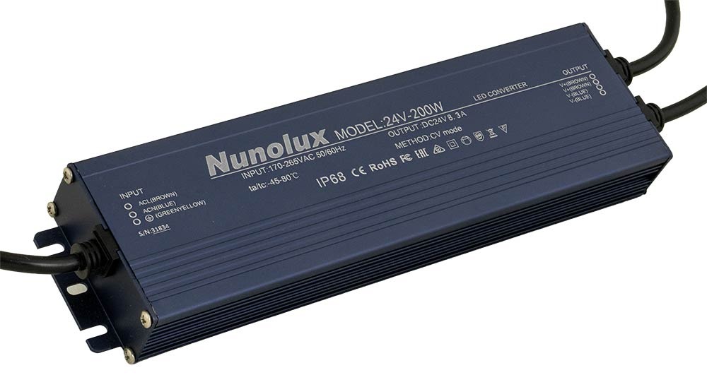 Fonte Alimentação Estanque IP67 24V DC 8,3A 200W c/ Fios