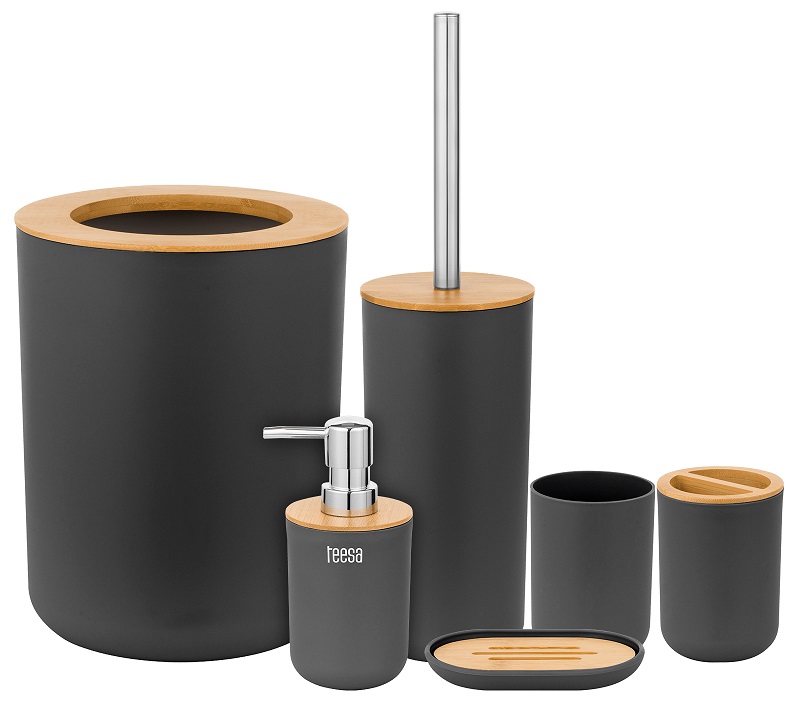 Conjunto de 6x Acessórios p/ Casa de Banho (Preto) - TEESA