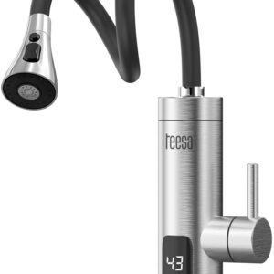 Torneira Elétrica Aquecedora de Água Instantânea c/ Mangueira Flexível (Inox) - TEESA
