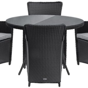 Conjunto de Mesa Amber 2 c/ 4 Poltronas (Preto) - TEESA