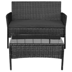 Conjunto de Mesa Rose c/ 2 Cadeiras e 1 Sof? (Preto) - TEESA