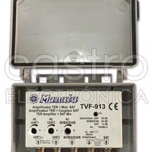 Amplificador Antena 4 Entradas (BI/BIII/DAB) - UHF/UHF/SAT - MANATA
