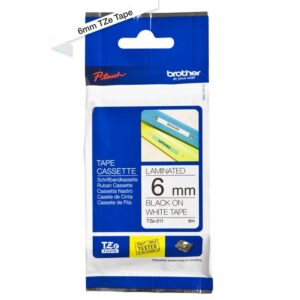 Fita 6mm TZE-211 Laminada (Branco/Preto) - BROTHER
