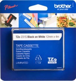 Fita p/ Etiquetadora TZE-231S Preto Sobre Branco - BROTHER