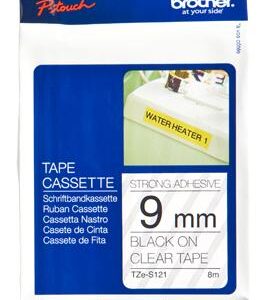 Fita Super Adesiva Transparente/Preto 8m/9mm TZeS121 - BROTHER