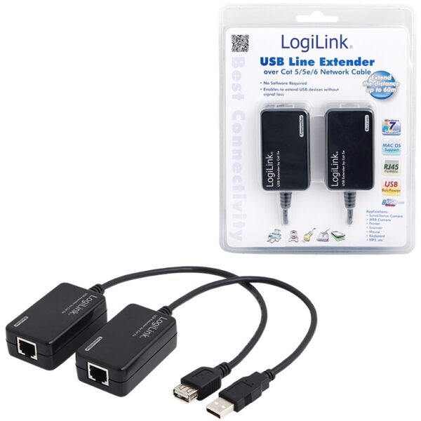 Extensor USB via UTP RJ45 CAT5/6 (60 mts) - LOGILINK