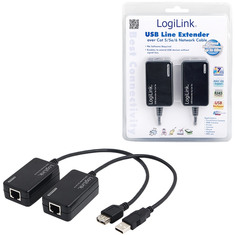 Extensor USB via UTP RJ45 CAT5/6 (60 mts) - LOGILINK