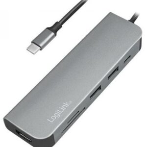 Hub USB C - 2x USB A / MicroSD / SD / USB C / HDMI (Prateado) - LOGILINK