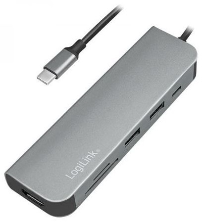 Hub USB C - 2x USB A / MicroSD / SD / USB C / HDMI (Prateado) - LOGILINK