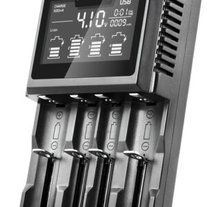 Carregador Profissional de Multi-Baterias NiMH/Li-ion/Li-FePO4 USB c/ LCD - everActive