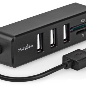 HUB USB2.0 3 Portas c/ Leitor Cart?es SD/microSD - NEDIS
