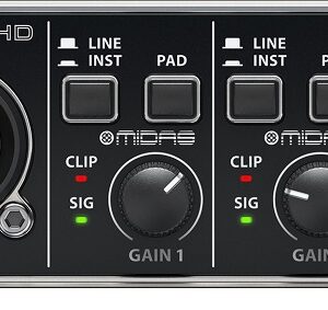 Interface ?udio 2x2 USB c/ Pr?-Amplificadores de Microfone Midas - Behringer