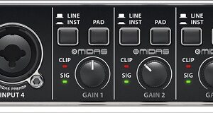 Interface de Áudio 4x4 USB c/ Pré-Amplificadores de Microfone Midas - BEHRINGER